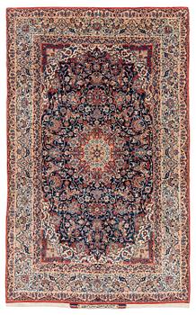 408. A semi-antique Isfahan rug, signed (Sadegh) Seirafian, c. 244 x 149 cm.