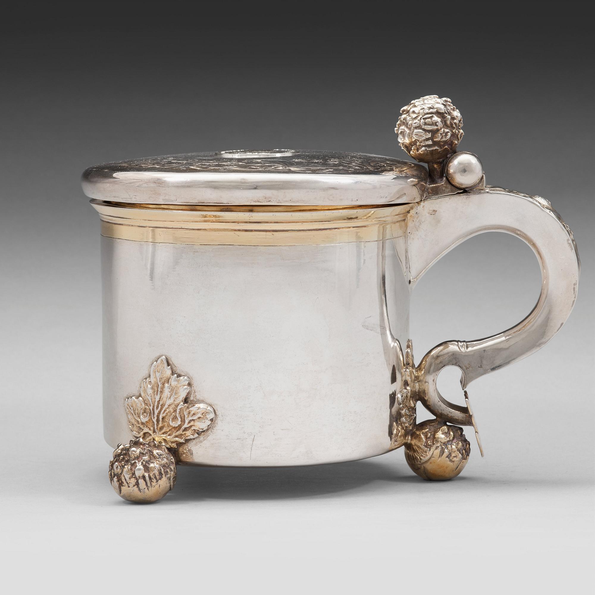 A Swedish 17th century parcel-gilt tankard, mark of Henrik Feiff, Stockholm (1666-1694(1709)) before 1689.