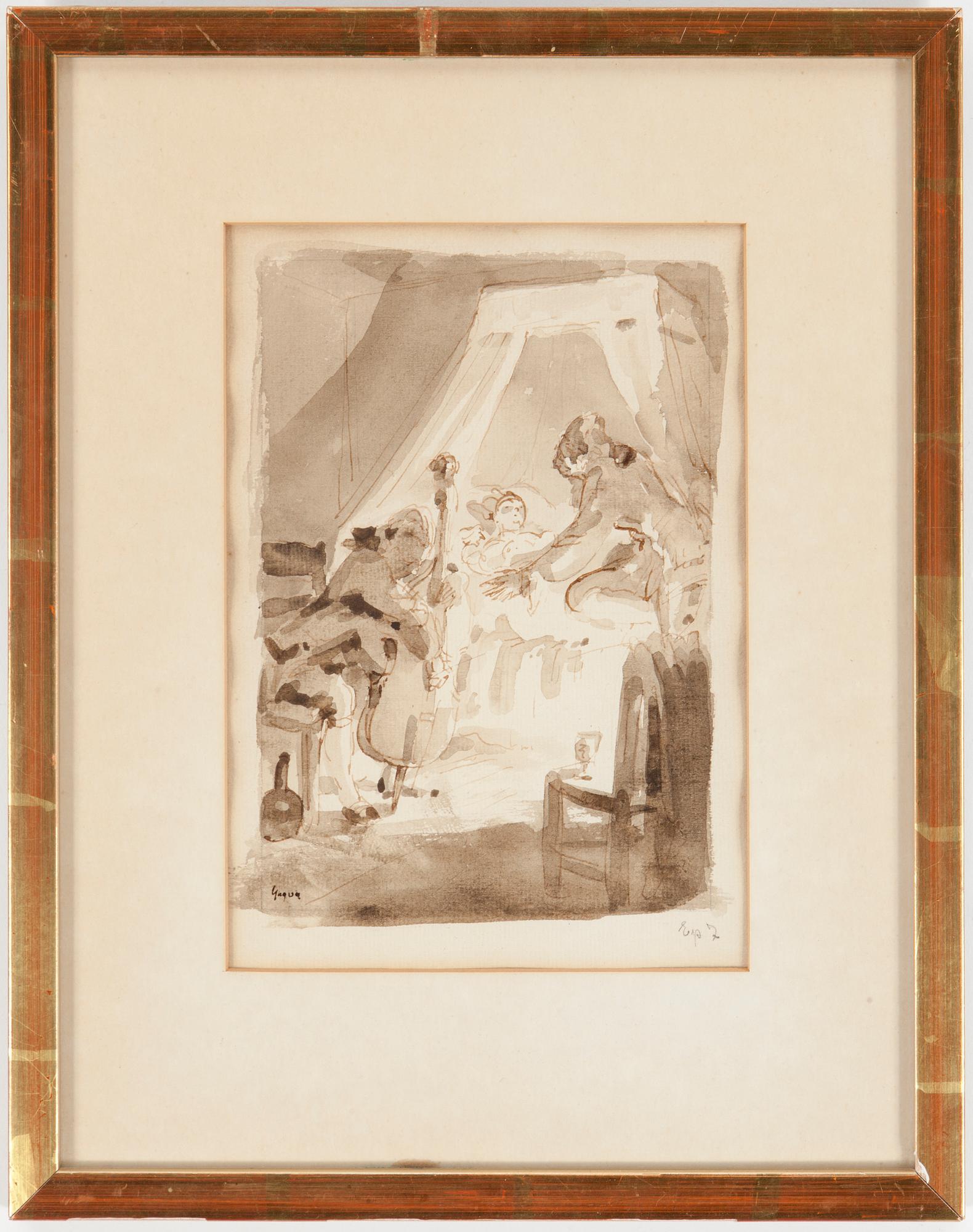 YNGVE BERG, tusch och blyerts på papper, signerad Yngve.