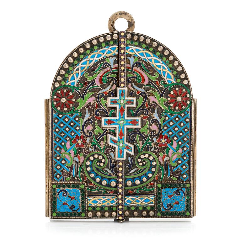 A Russian silver enamel icon dated 6th of February 1911. St. Petersburg.