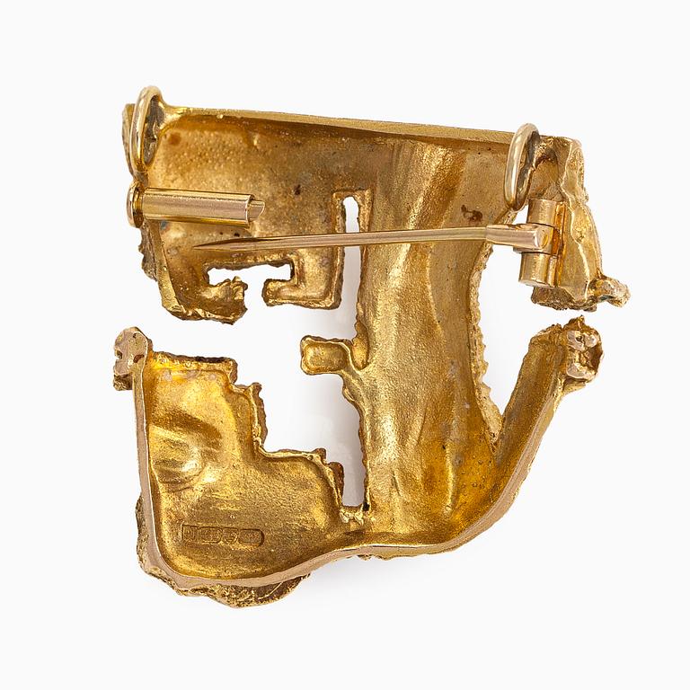 Björn Weckström, brooch, “Dinosaur”, 14K gold, Lapponia 1974.