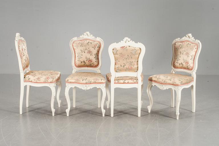 STOLAR, 4 stycken, ny-Louis XV-stil, 1900-tal.