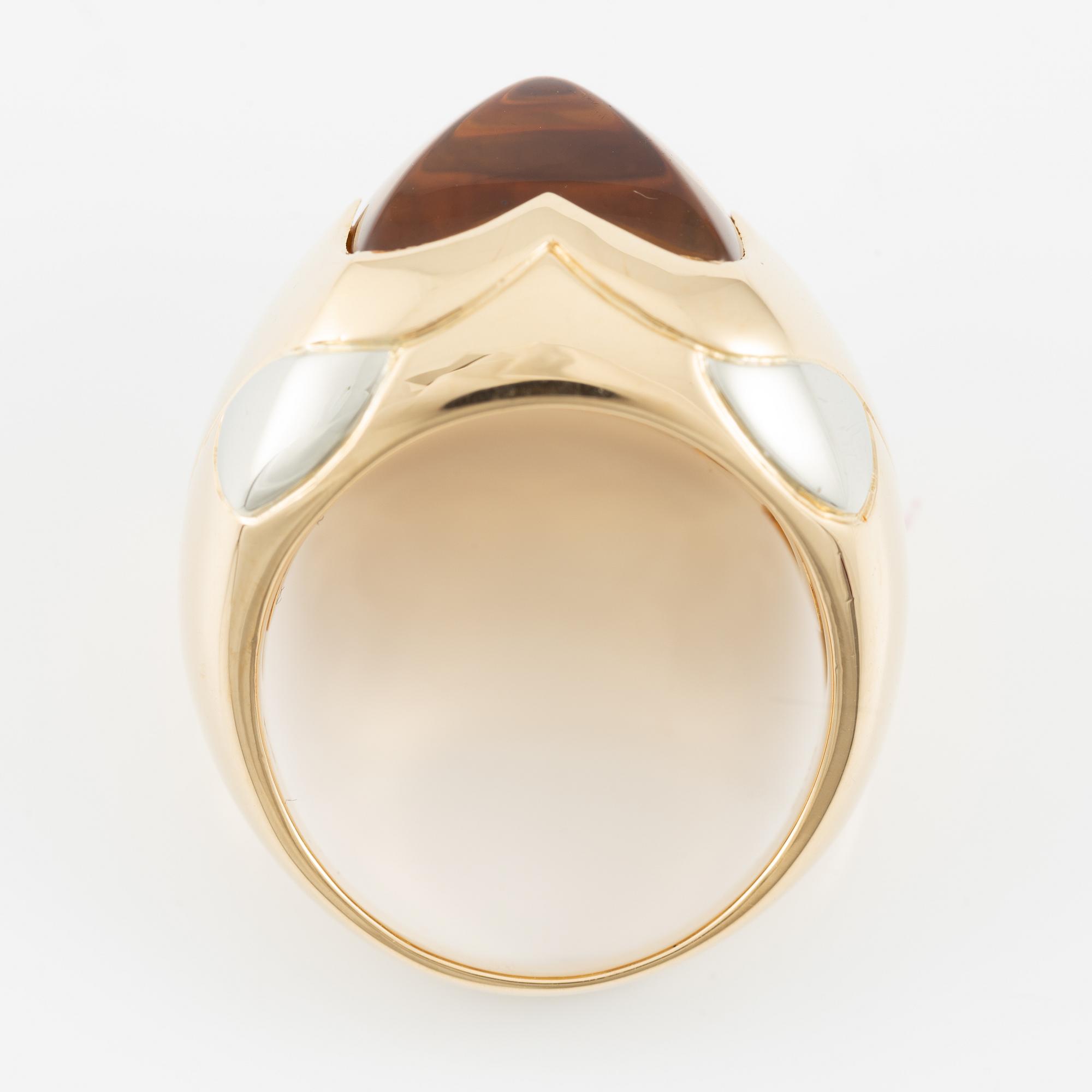 Bulgari, ring, "Pyramid", 18K gold with citrine.