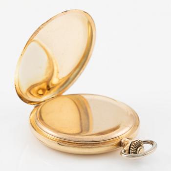 Pocket watch, H. Runsten Stockholm, lever escapement, including a ring in 18K gold.