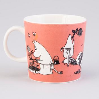MUMINMUGG, porslin, "Mug mörk rosa",  Moomin Characters, Arabia 1991-1999.