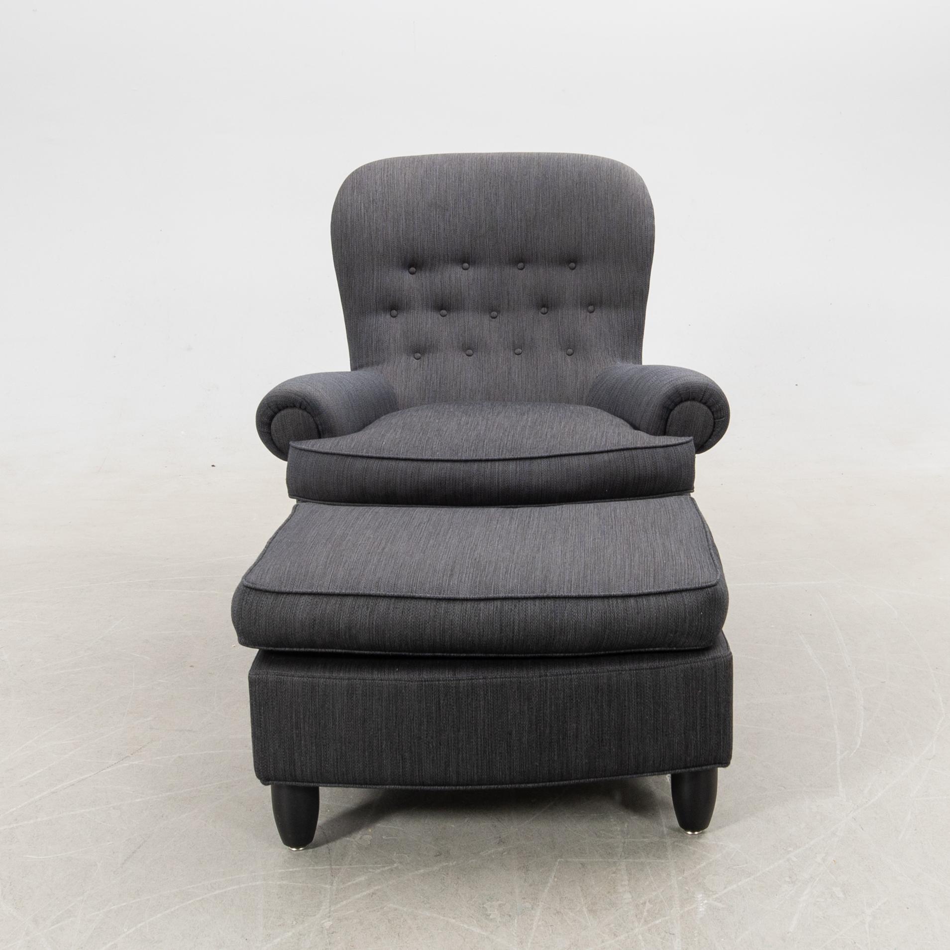 Carl Malmsten, armchair with footstool, "The Giant Toad", O. H. Sjögren, Tranås, 2015.