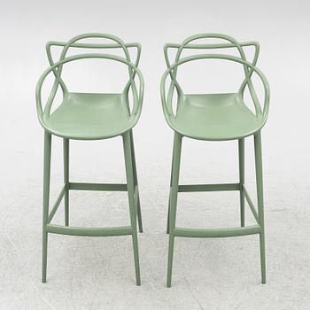 Philippe Starck and Eugeni Quitllet, bar stools, a pair, "Masters stool, Kartell, Italy.