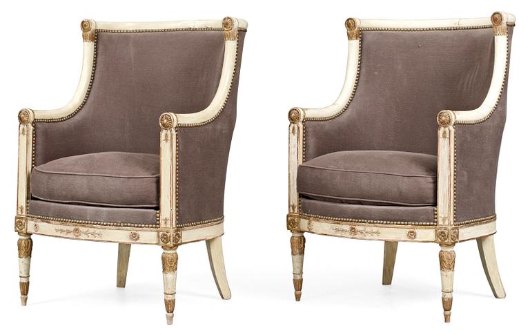A pair of 19th century bergeres, probably Italy.