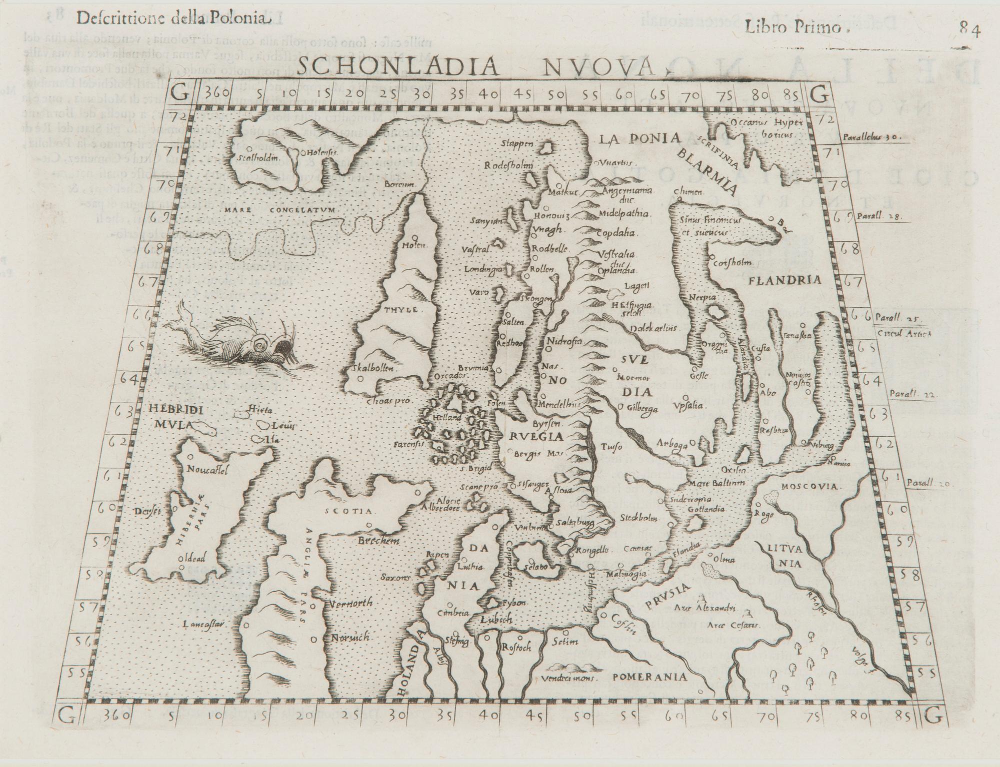 Kartta, "Schonladia Nvova", Girolamo Ruscelli 1598.