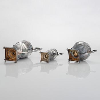 Kahvikalusto, 3 osaa, hopeaa, Kultateollisuus Oy, Turku 1966.