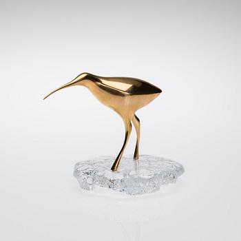 TAPIO WIRKKALA, BIRD SCULPTURE. Snipe. Stamped Made in Finland, Kultakeskus Oy, Design: Tapio Wirkkala.