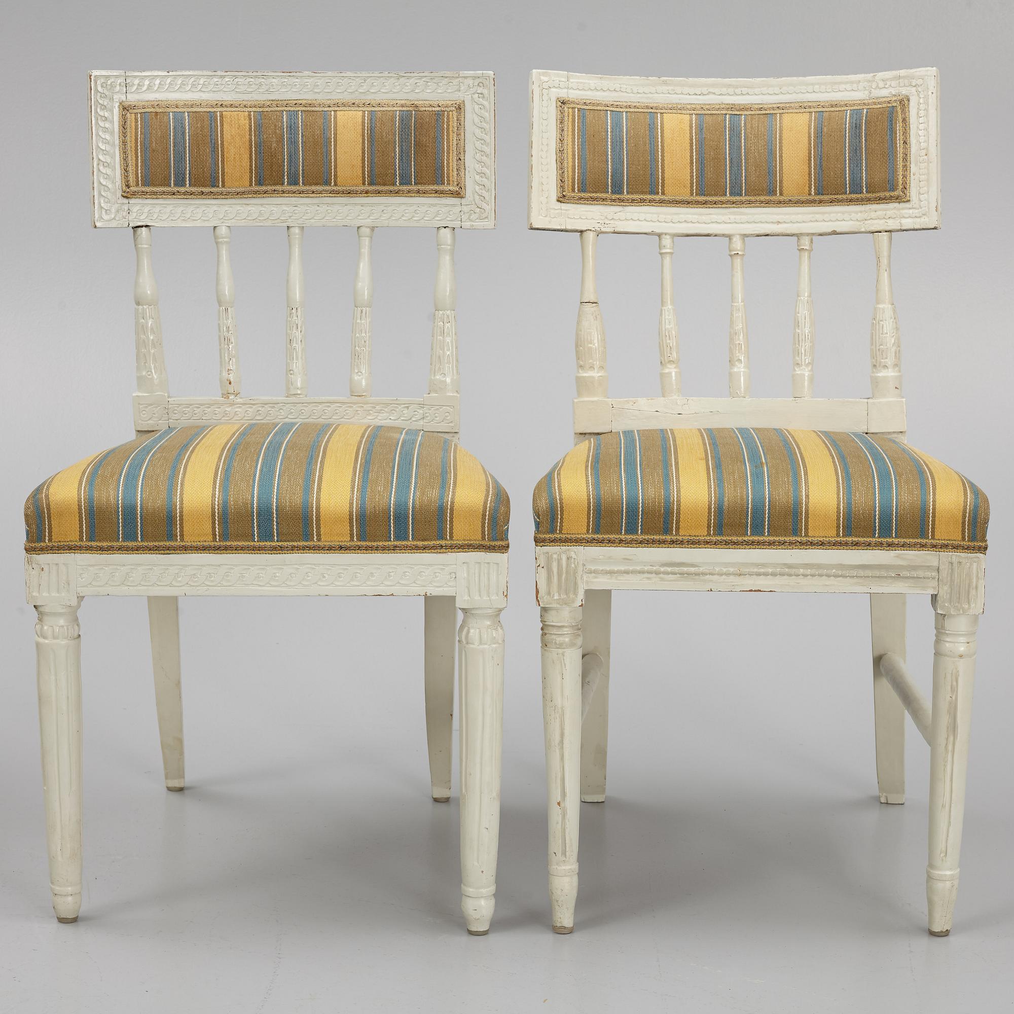 Stolar, 4 st snarlika, gustaviansk stil, 1800-tal.