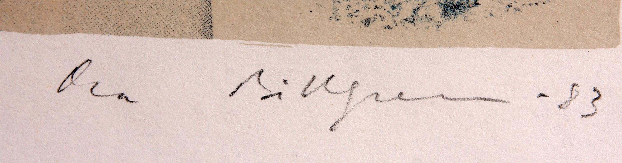 OLA BILLGREN, litografi, sign o dat 83, provtryck.