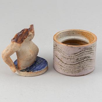 LISA LARSON, a sculptural lidded jar, stoneware, Gustavsberg Studio.