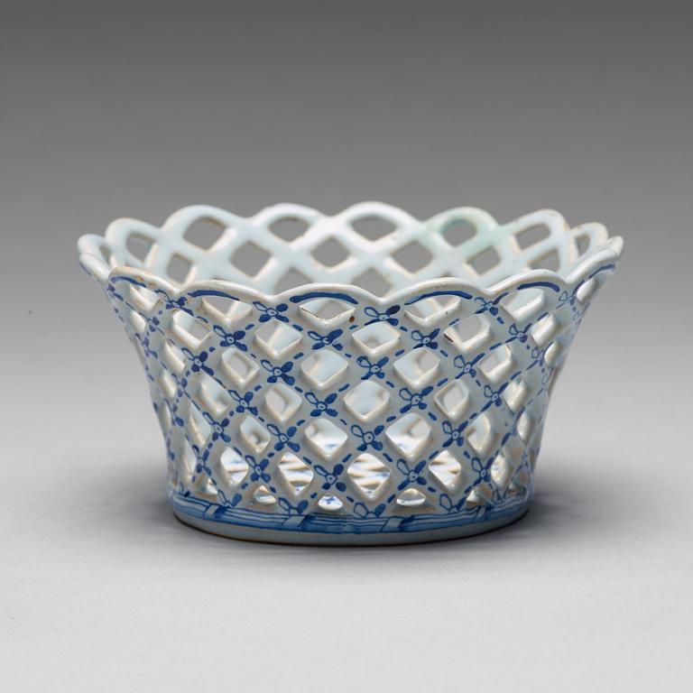 A faience chestnut basket, presumably Marieberg, after 1766.