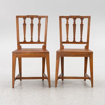 Stolar, ett par, sengustavianska, Medelpad, daterade 1840.