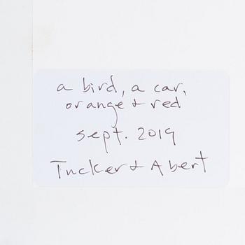 W Tucker, "A bird, a car, orange + red".