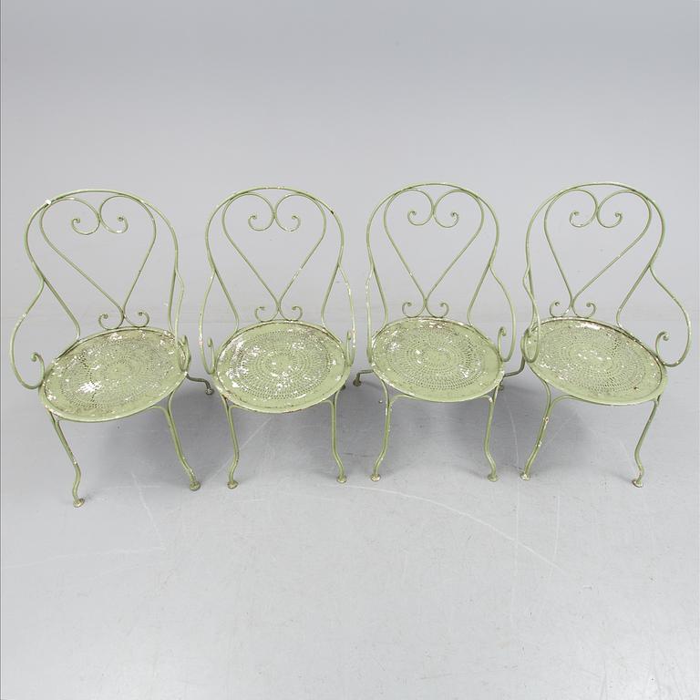 TRÄDGÅRDSMÖBLER, 5 delar, metall, 1900-tal.