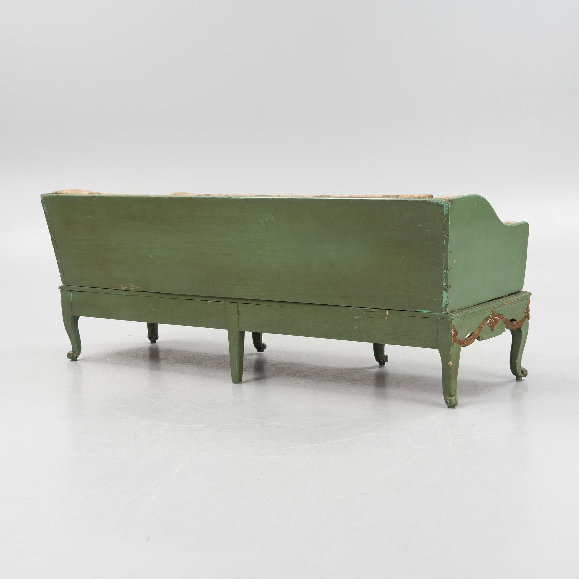 A Gustavian sofa, later part of the 18th century.