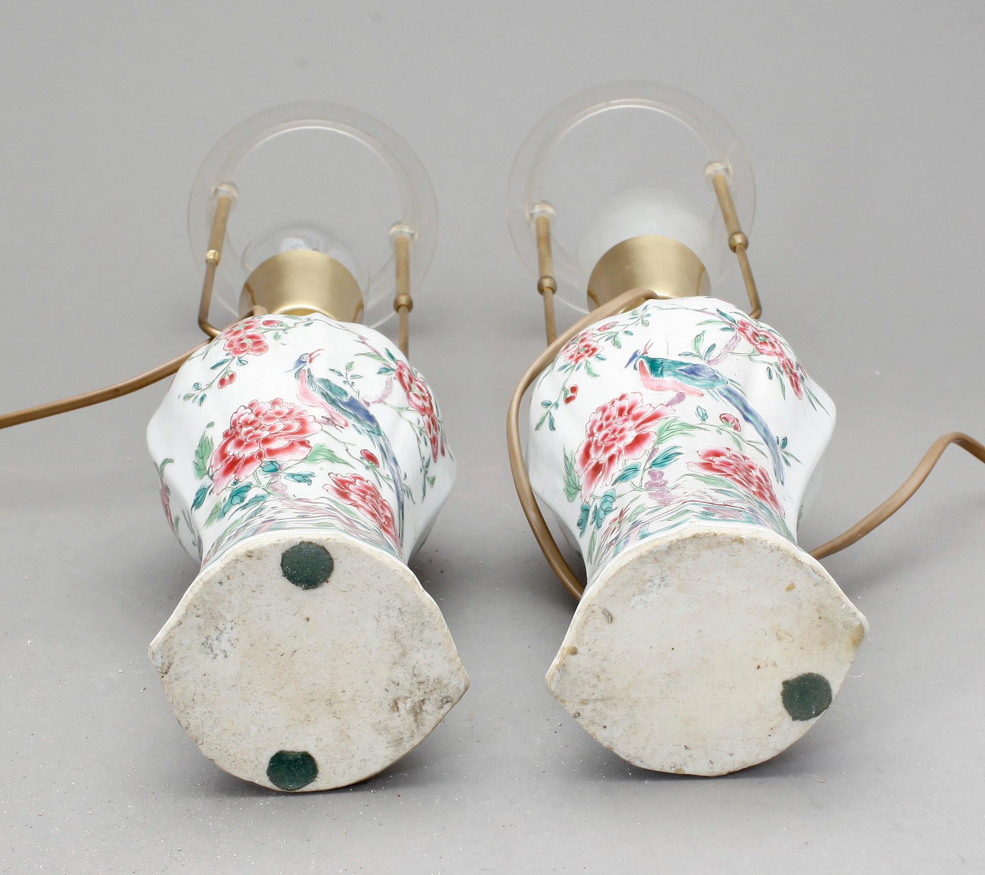 BORDSLAMPOR, ett par. Qing dynastin, Qianlong (1736-95).