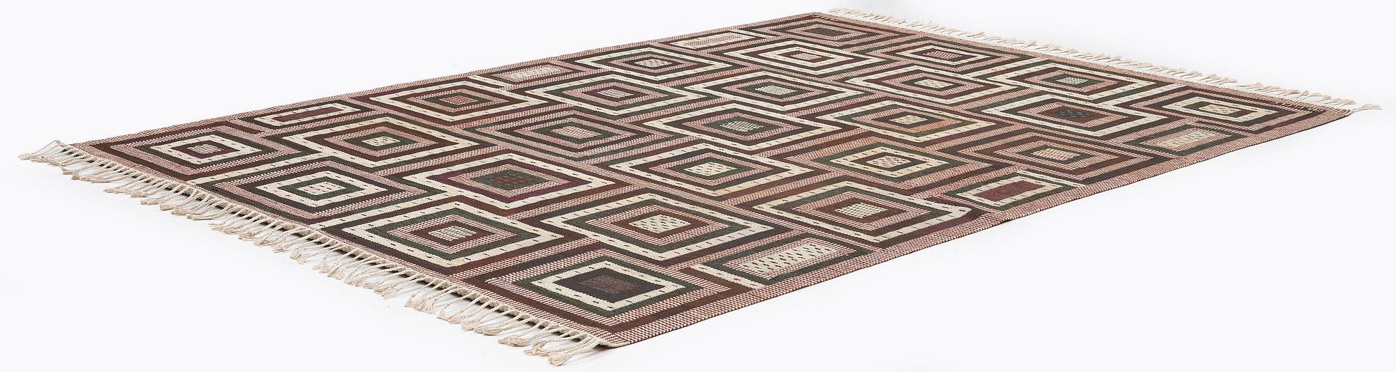 Ann-Mari Forsberg, a carpet, "Tvistrutan", flat weave, c. 275 x 195 cm, signed AB MMF AMF.
