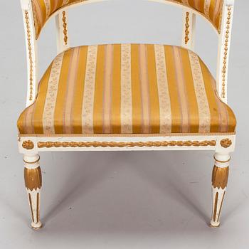 A late Gustavian style armchair, circa 1830.