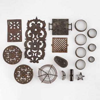 Collection of fittings and household utensils, 18 pieces, circa 1900.