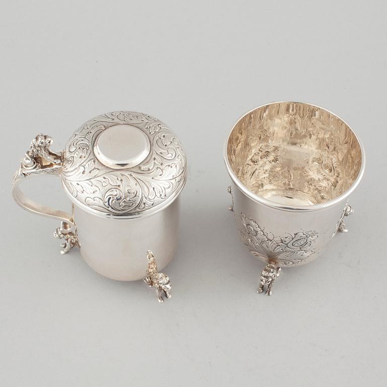 A silver jug and vase by Preben Salomonsen, Denmark from the second half of the 20th century.