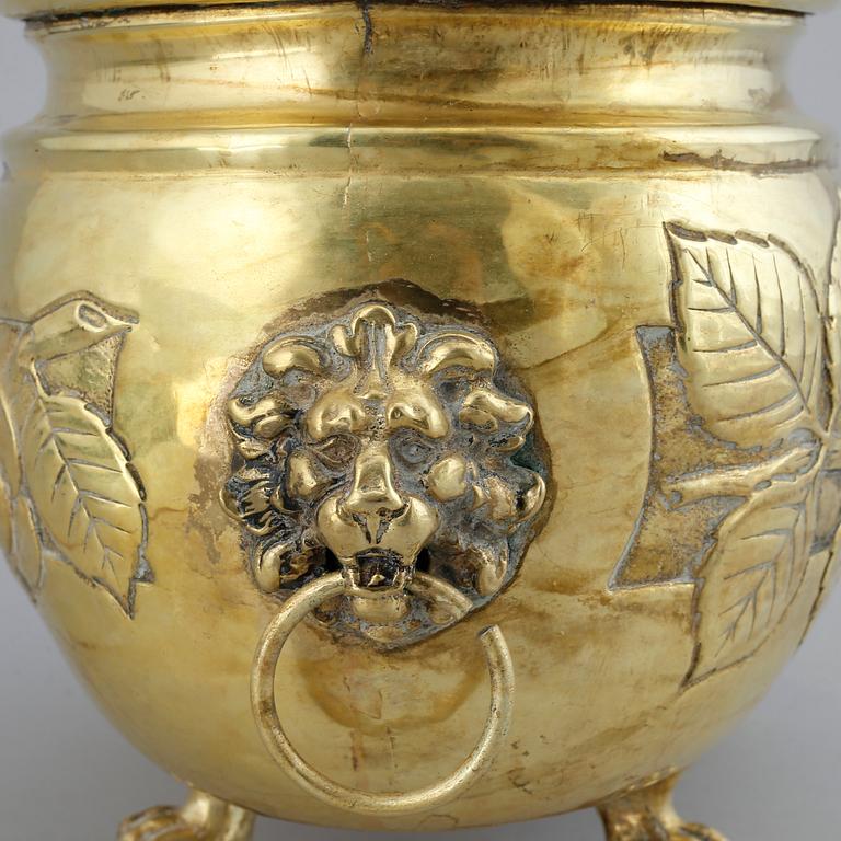 A 19th century brass jardiniere.