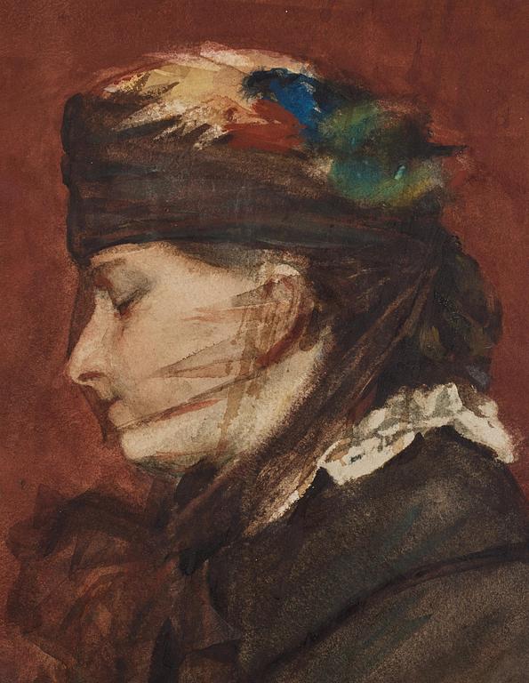 Anders Zorn, "Dam med flor (förstudie till "Sorg")" (Woman behind a veil).
