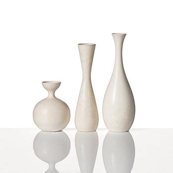 Carl-Harry Stålhane, a set of 9 stoneware vases, Rörstrand, Sweden 1950-60s.