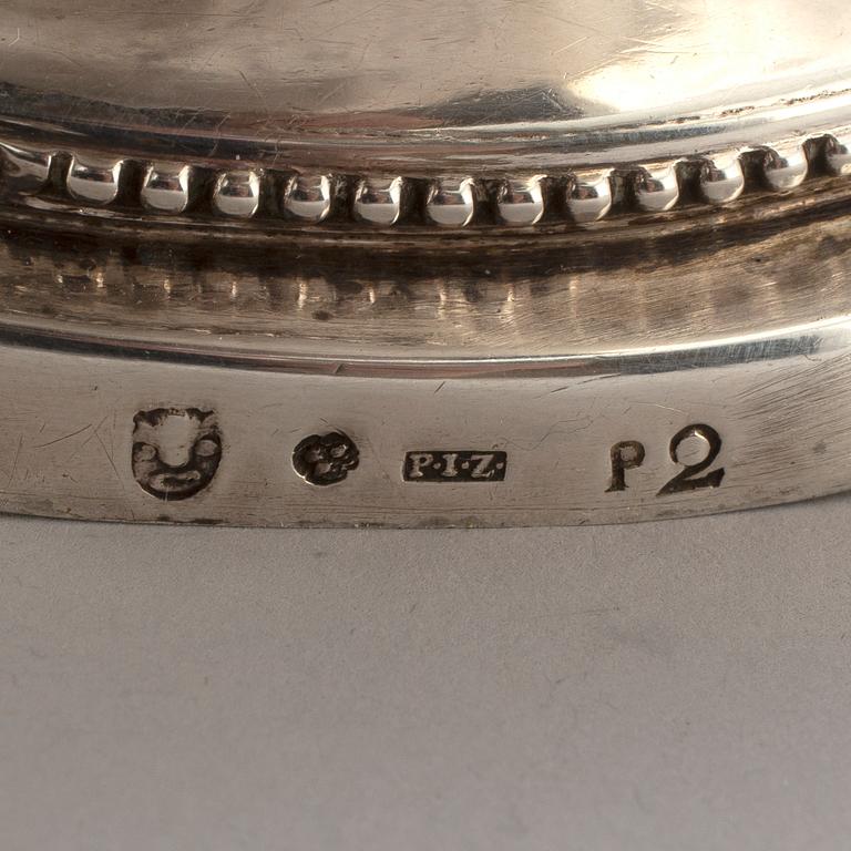 PETTER JOHAN ZETTERLING, sockerskål med lock, silver, Linköping 1797.