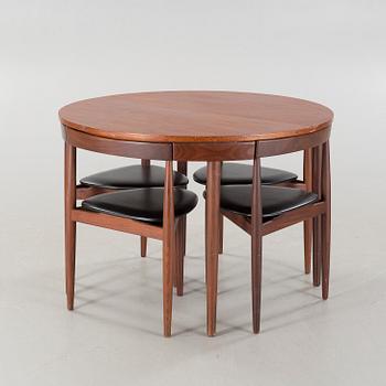 A table with five chairs, designed approx 1952 by Hans Olsen for Frem Røjle,