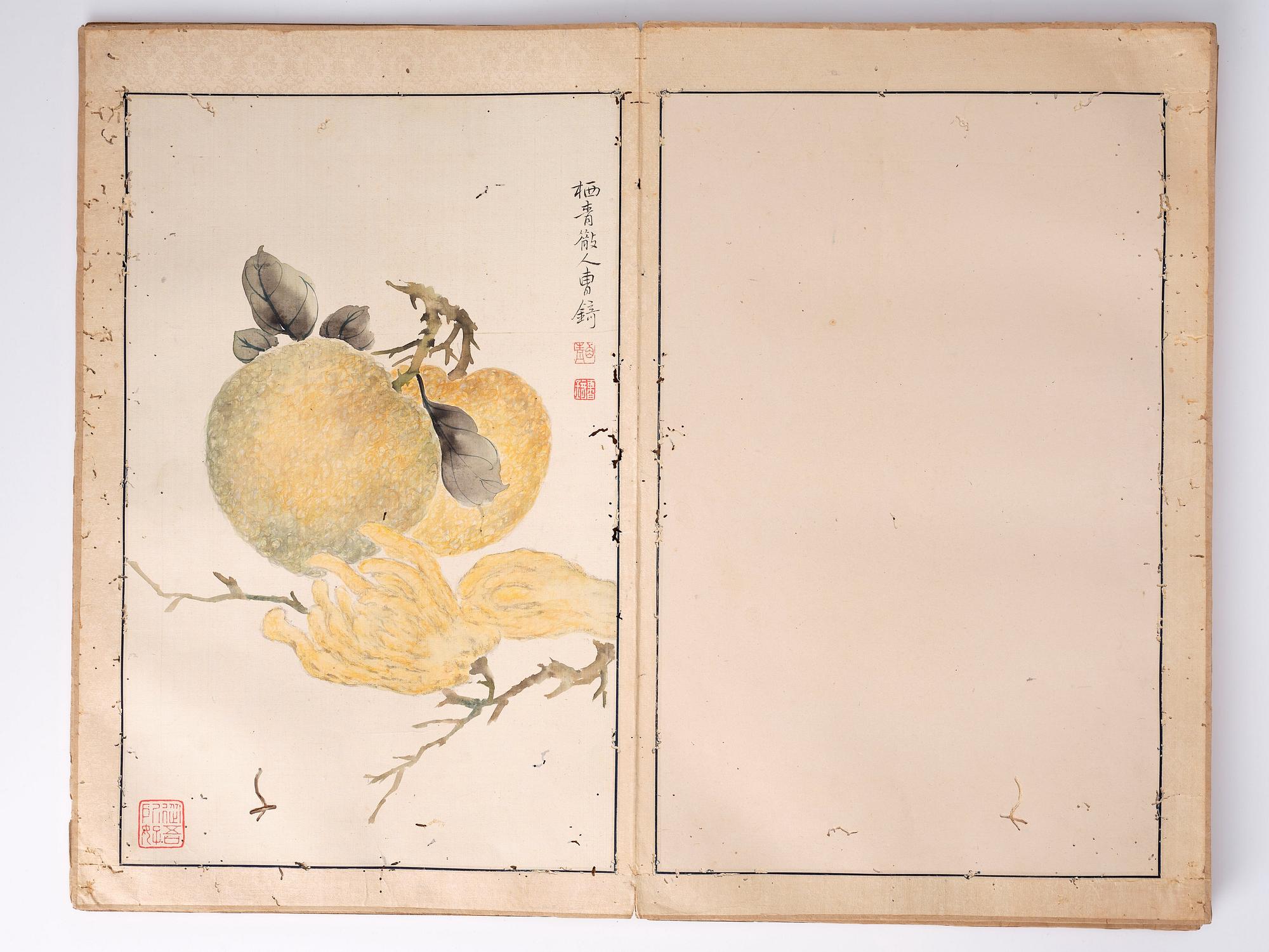 An album with 15 paintings, Qing dynasty (1644-1912). Signed Cao Qi.
