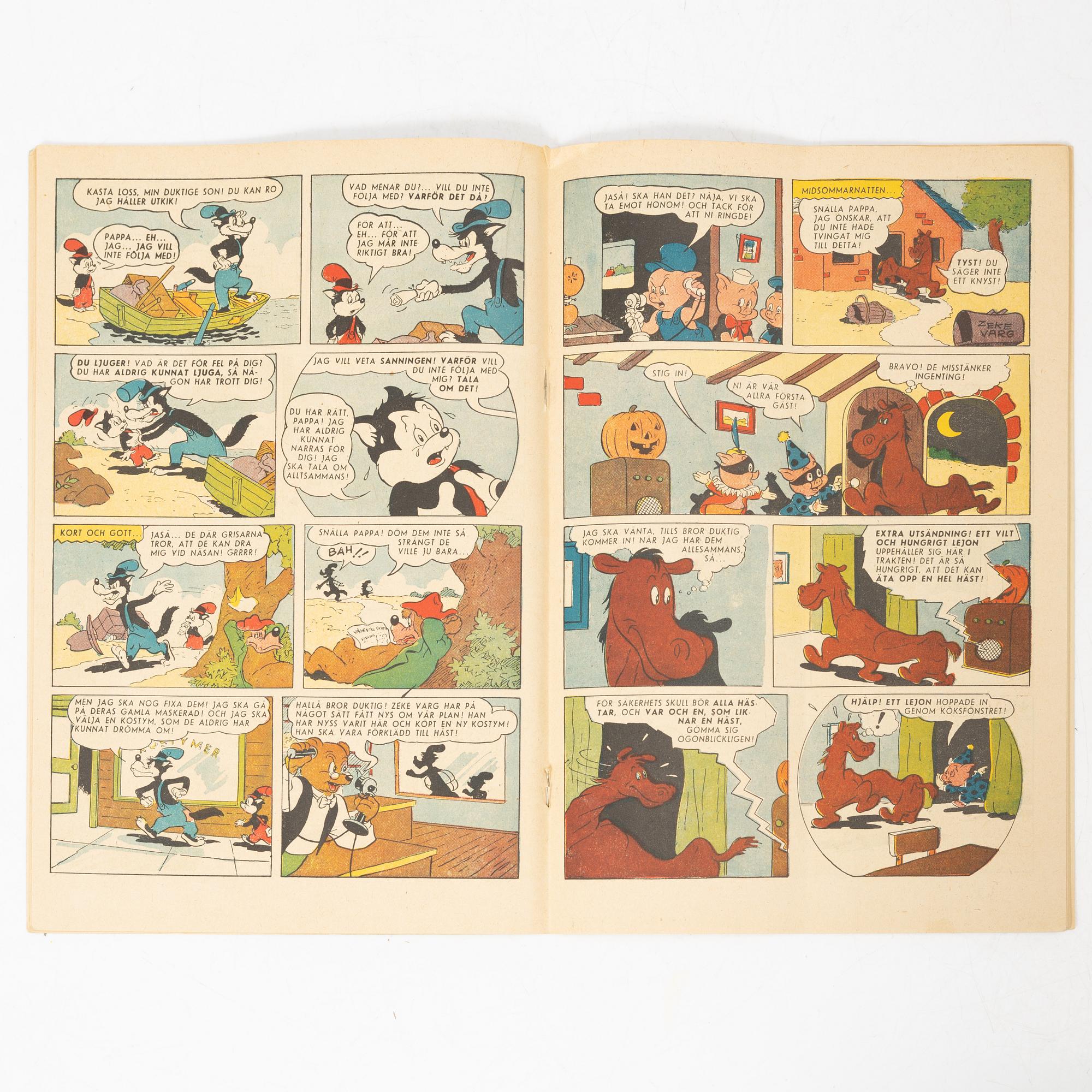 Comic books, “Kalle Anka & Co” No. 7, 1950, and “Kalle Anka & Co” No. 4, 1950.