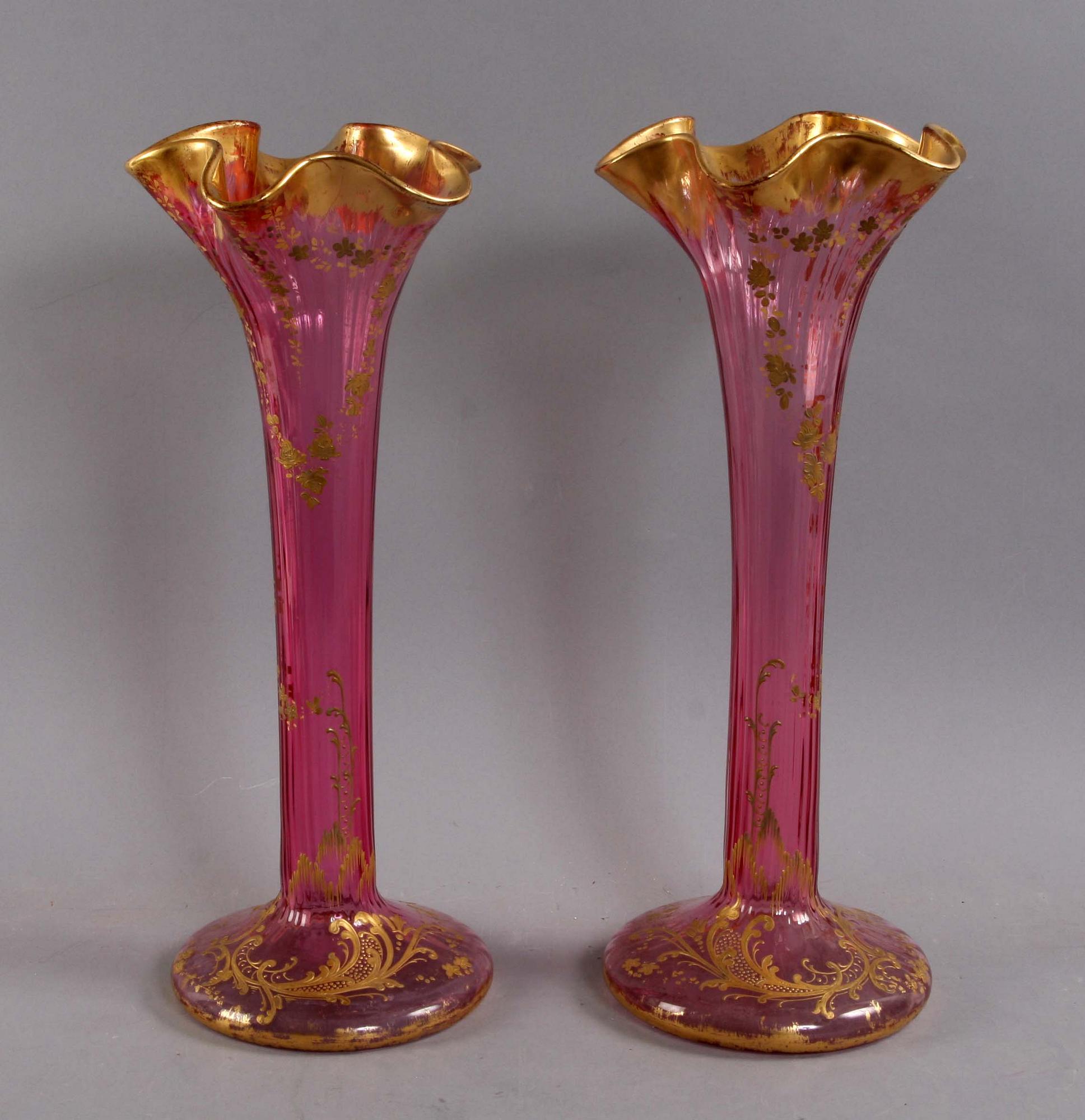 VASER, ett par. Glas, 1800/1900-tal.