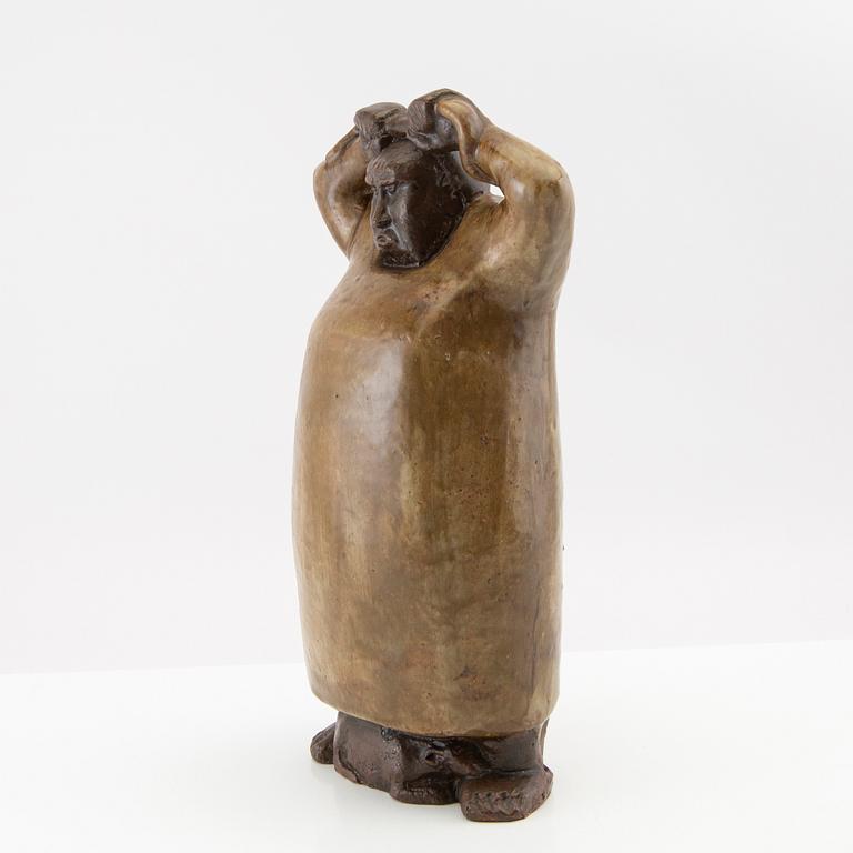 Åke Holm, sculpture, "Moses with the Bronze Serpent", Höganäs signed stoneware.