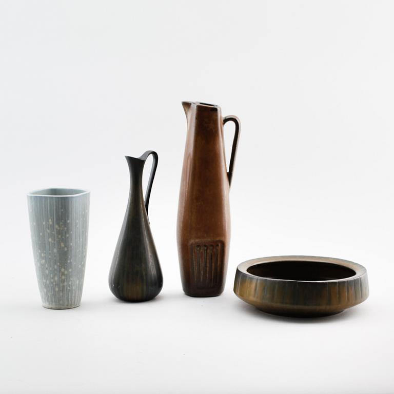 KERAMIKFÖREMÅL, 4 st, stengods, Gunnar Nylund, Rörstrand.