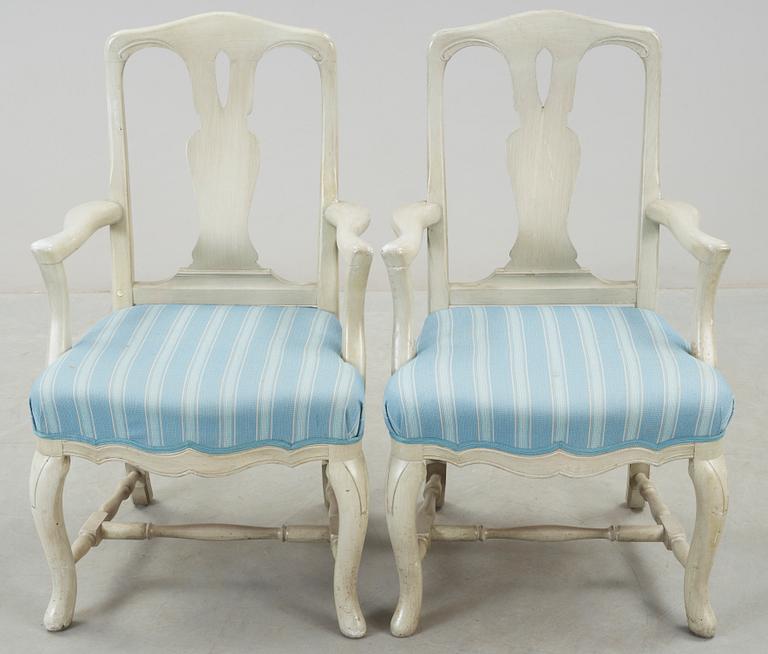 KARMSTOLAR, ett par, rokokostil, K. A Roos, Helsingborg, 19/2000-tal.