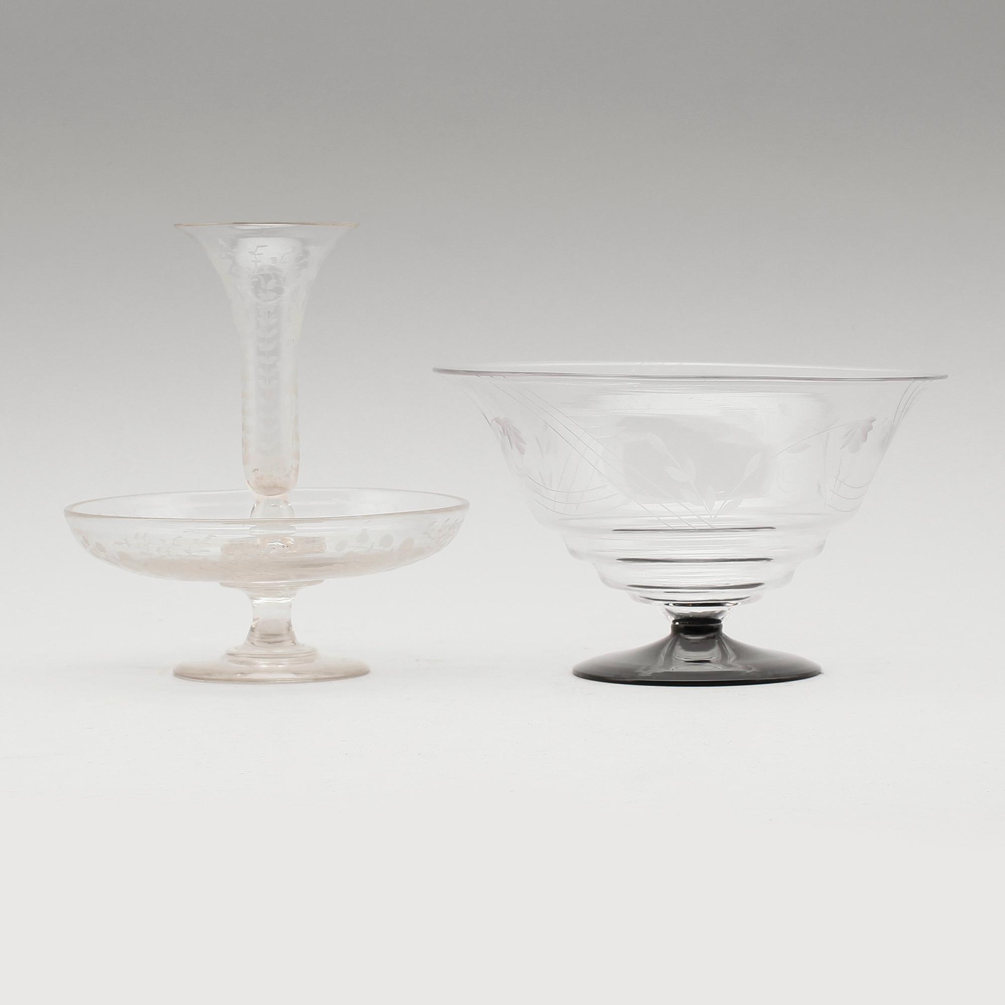 SKÅLAR, 2 st, glas, 1900-tal.