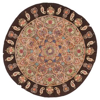 349. A rasht embroidered textile, North persia, diameter 119 cm.