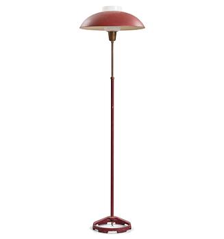 Nordiska Kompaniet, a Swedish Modern 1950's red lacquered floor lamp by Nordiska Kompaniet, Stockholm.