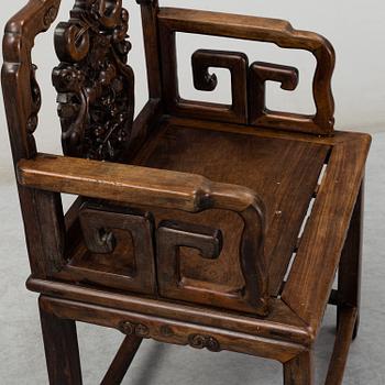 A Chinese hardwood chair, 20th Century.
