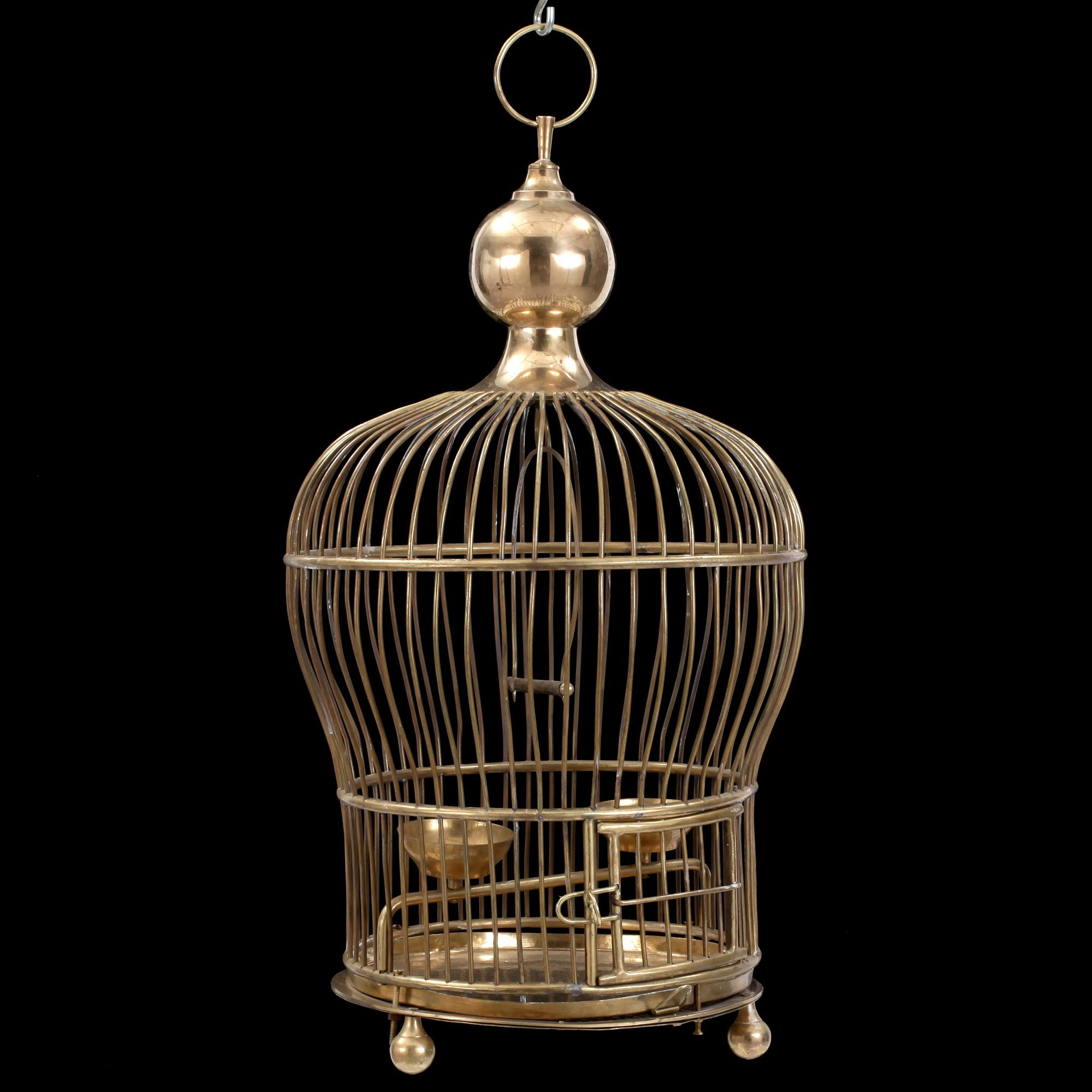 FÅGELBUR, mässing, omkr 1900.