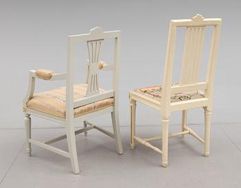 KARMSTOL OCH STOL, gustaviansk stil, 1800-/1900-tal.
