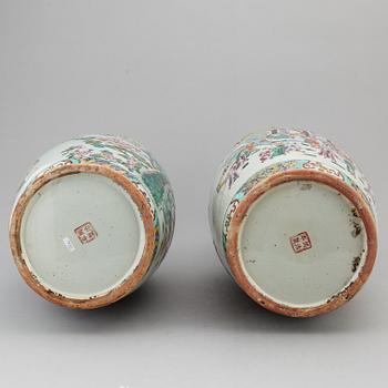 A pair of famille rose floor vases, 20th century.