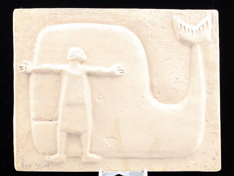 VÄGGRELIEF, stengods, Åke Holm, sign.