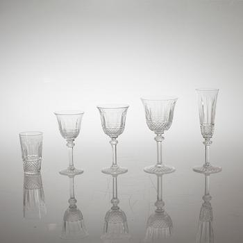 A glass tableware collection of 61 pcs, "Tommy" by Saint-Louis, France, late 20th century.