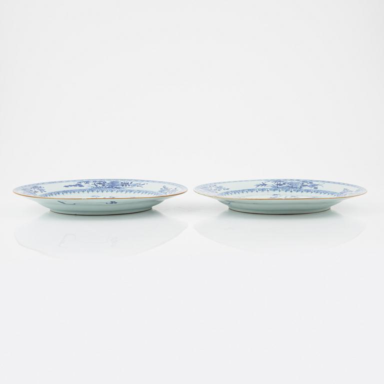 Two blue and white porcelain dishes, Qing Dynasty, Qianlong (1736-95).