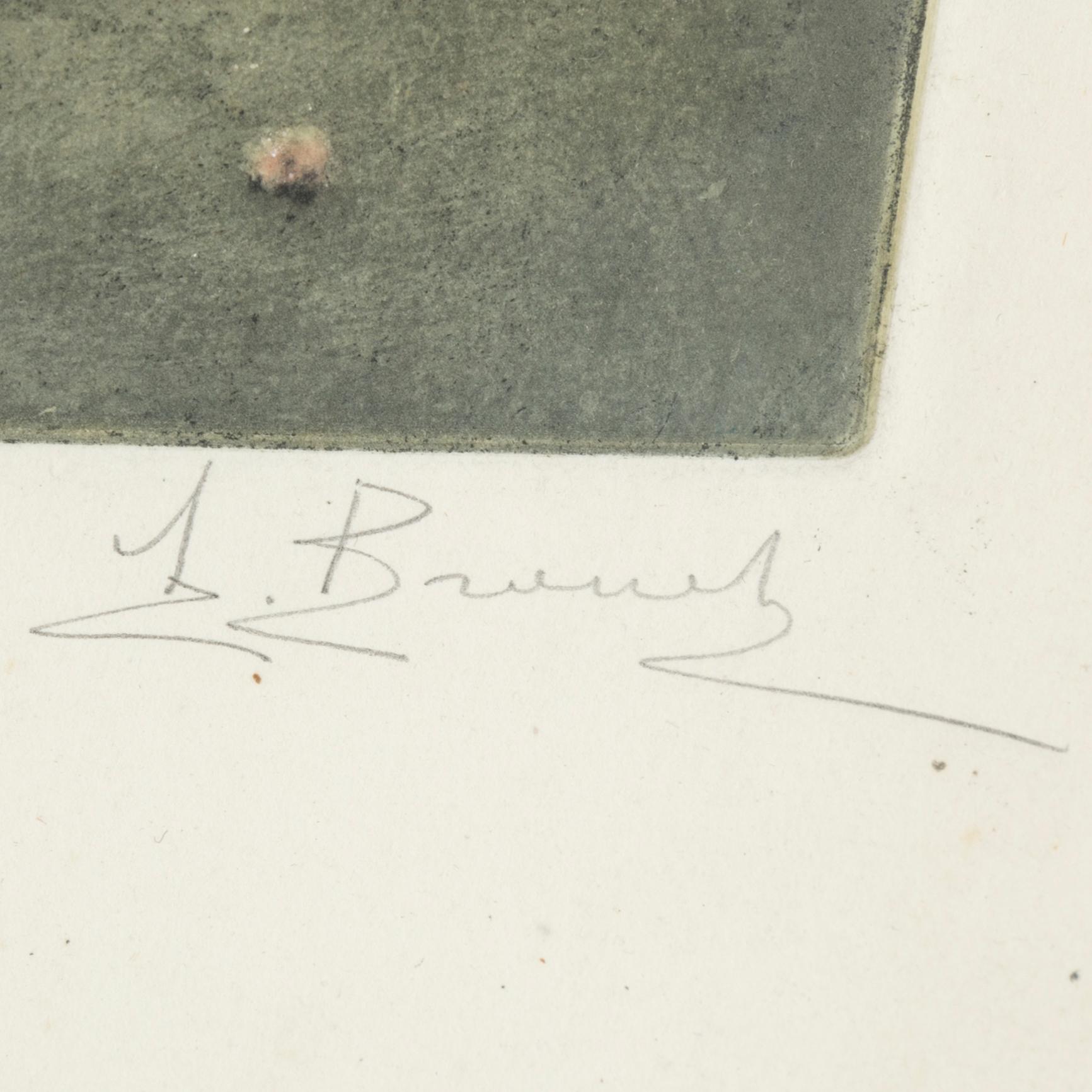 A litograhp in colors, Auguste Brouet, signed.